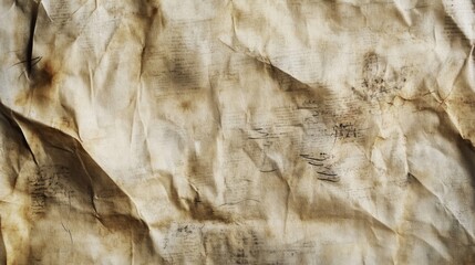 A Close-up of a Crumpled and Stained Parchment Paper