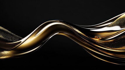 Abstract Gold Wave on Black Background