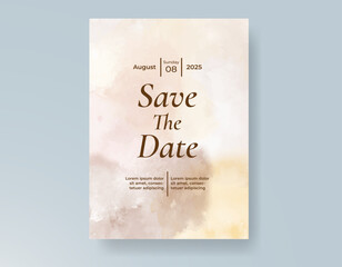 Wedding invitation with Abstract splashed watercolor background