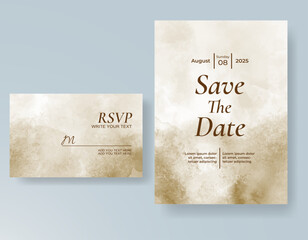 Wedding invitation with Abstract splashed watercolor background