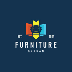 Simple elegant minimalist home interior furniture logo design illustration template