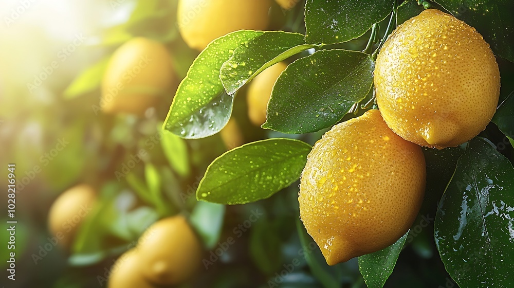 Poster fresh lemons background close up top view : generative ai