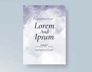 Wedding card invitation template with hand painted watercolor splash