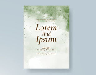 Wedding card invitation template with hand painted watercolor splash