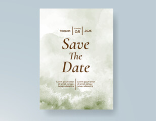 Wedding card invitation template with hand painted watercolor splash