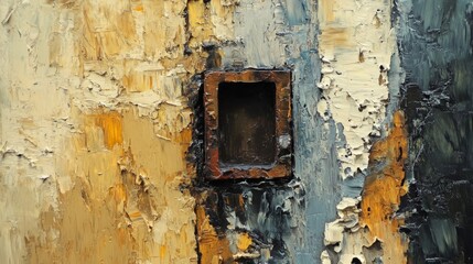 Abstract Oil Painting with a Rectangular Window