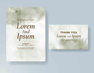 Wedding card invitation template with hand painted watercolor splash