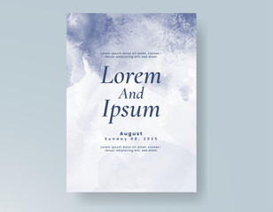 Wedding card invitation template with hand painted watercolor splash