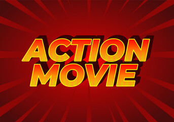 Action movie. Text effect in 3D look with modern colors