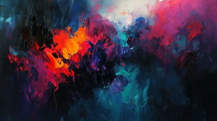 Fototapeta premium Abstract Oil Painting with Vibrant Colors and Bold Brushstrokes