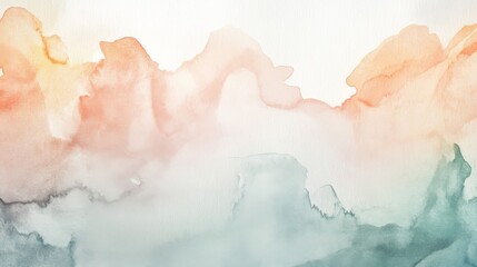 Abstract Watercolor Painting with Orange and Green Hues