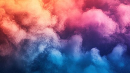 Abstract Swirling Clouds of Orange, Pink, and Blue Powder