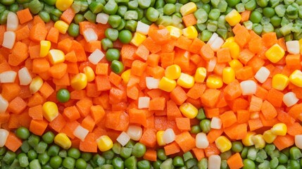 Fototapeta premium Close-up of Diced Carrots, Corn, Peas, and Water Chestnuts