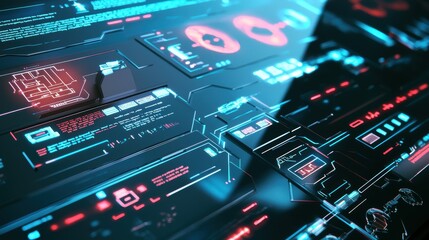 Fototapeta premium Futuristic Holographic Control Panel Interface Design