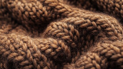 Close-up of Brown Knitted Fabric Texture