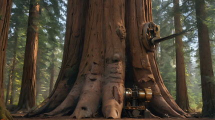 a small machine that is sitting in the middle of a tree