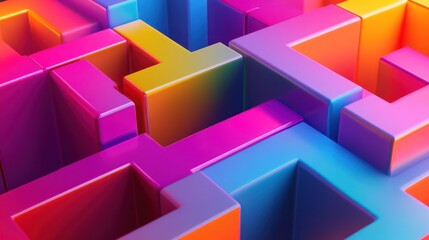 Abstract 3D Colorful Geometric Shapes