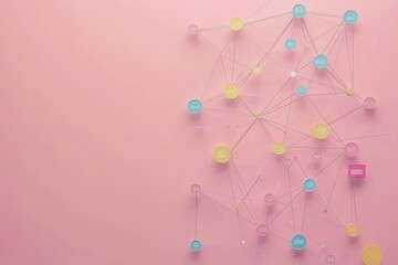 Flat Vector Design of Professionals with Network Lines and Communication Icons