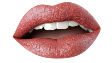 Fototapeta premium Close up of Red Lips with White Teeth Beauty Makeup Cosmetic Fashion Glamour