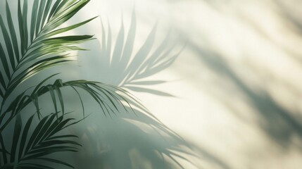 Obraz premium Palm Leaf Casts Shadows on a Light Wall