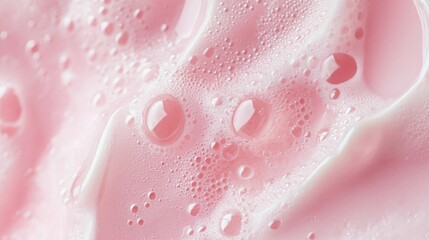 Obraz premium Close-up of Pink Foaming Liquid with Bubbles
