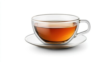 Naklejka premium Elegant Glass Cup of Tea on a Saucer