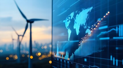 a person exploring clean energy solutions while analyzing financial data 