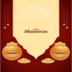 Happy Dhanteras Indian festival decorative cultural background design