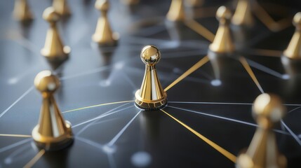 Golden Chess Pieces on a Strategic Board  