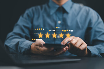 Online customer satisfaction Survey service concept, client rate service from experience in...
