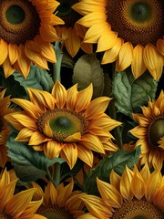 A Bouquet of Sunflowers Blooming in a Lush Garden
