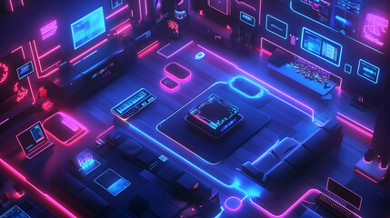 Futuristic Neon Living Room.