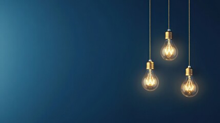 Glowing Light Bulbs on a Blue Background