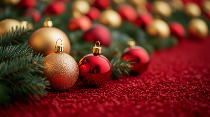 Beautifully Arranged Christmas Ornaments Close Up