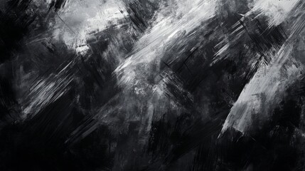Naklejka premium Abstract Black and White Paint Strokes Background