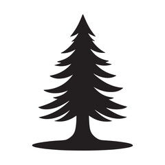 Obraz premium A spruce tree of silhouette vector illustration on white