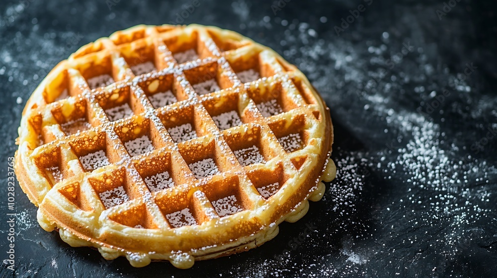Poster belgian waffle black slate background top view copy space : generative ai