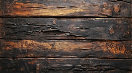 Obraz premium Close-up of Weathered and Dark Brown Wooden Planks