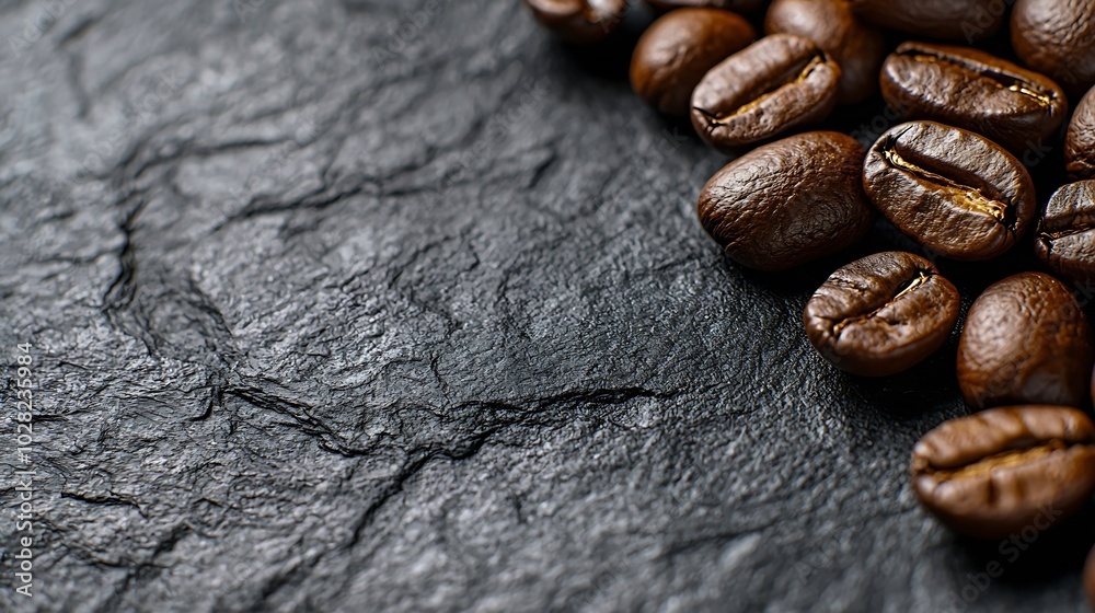 Aufkleber coffee beans on grey slate background top view copy space : generative ai