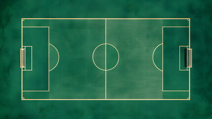 Minimalist Illustration of a Soccer Field Layout on Green Background.