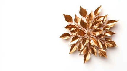 Golden leaf design on a white background, perfect for decoration or art.