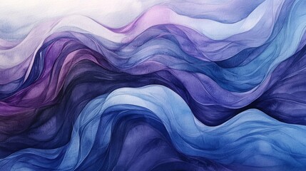 Obraz premium Abstract Watercolor Painting with Flowing Blue and Purple Hues