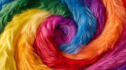 Rainbow Fur Swirling into a Center Vortex