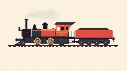 Vintage Steam Locomotive With Smoke Traveling On Railway Tracks