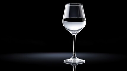 A simple, elegant water glass standing alone, perfectly isolated with sharp reflections, symbolizing purity and refreshment.