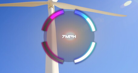 Image of speedometer over windmill