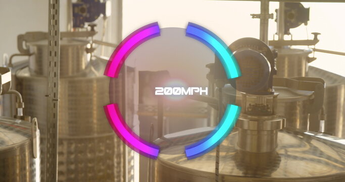 Image of speedometer over refinery