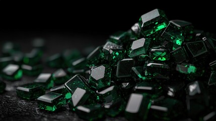 Sparkling Emerald Green Gemstones Pile Closeup