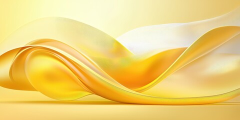 Obraz premium An abstract yellow background with layered, transparent shapes creating depth.