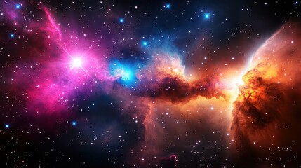 Fototapeta premium Beautiful galaxy night sky background featuring bright stars and soft nebula clouds in deep space.